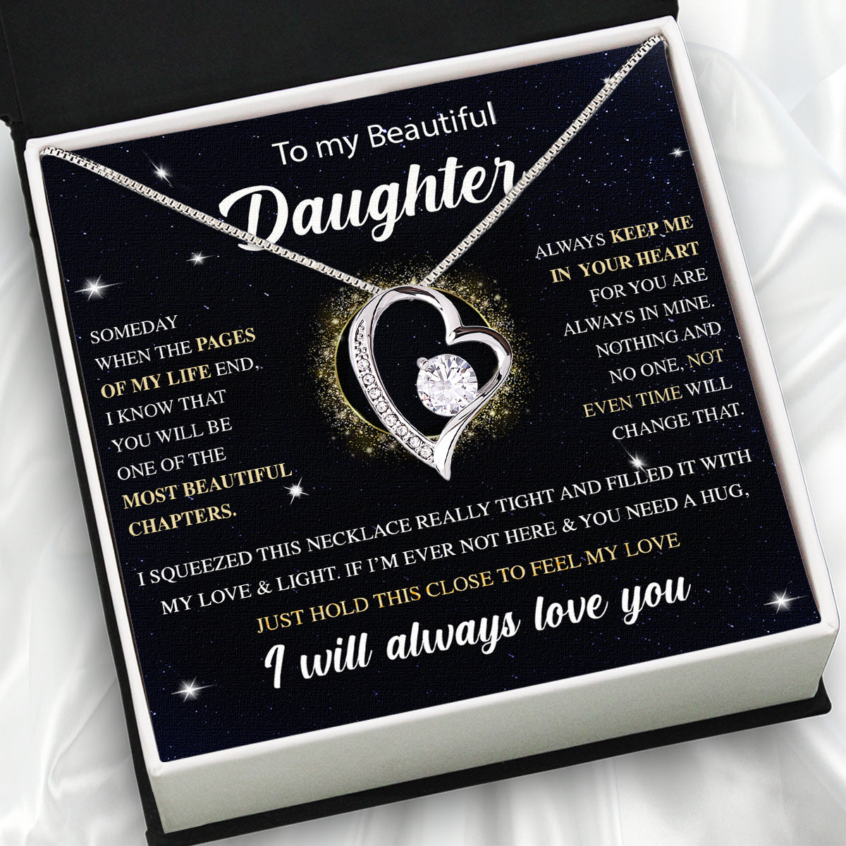 To My Daughter Necklace With Personalized Message Card