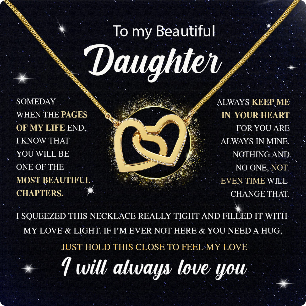 To My Daughter Necklace With Personalized Message Card