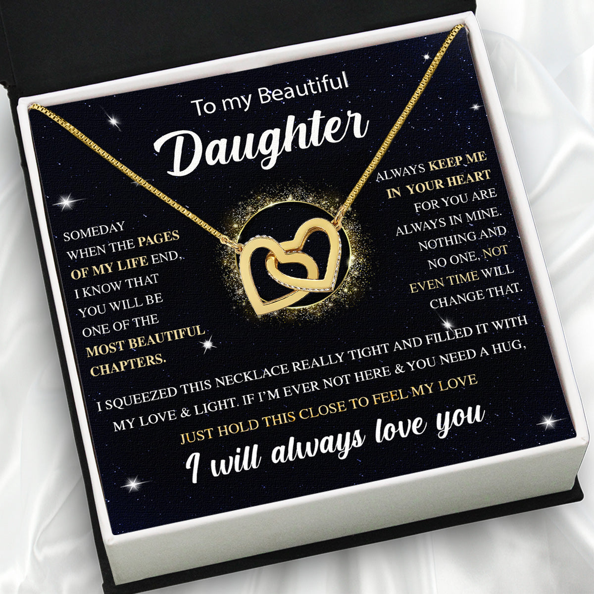 To My Daughter Necklace With Personalized Message Card