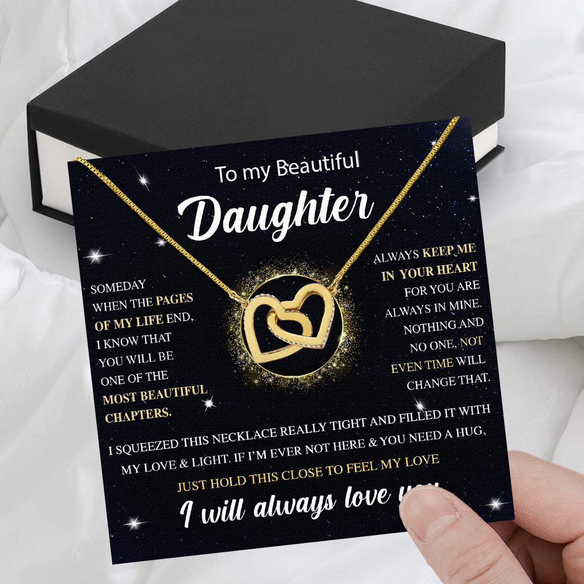 To My Daughter Necklace With Personalized Message Card