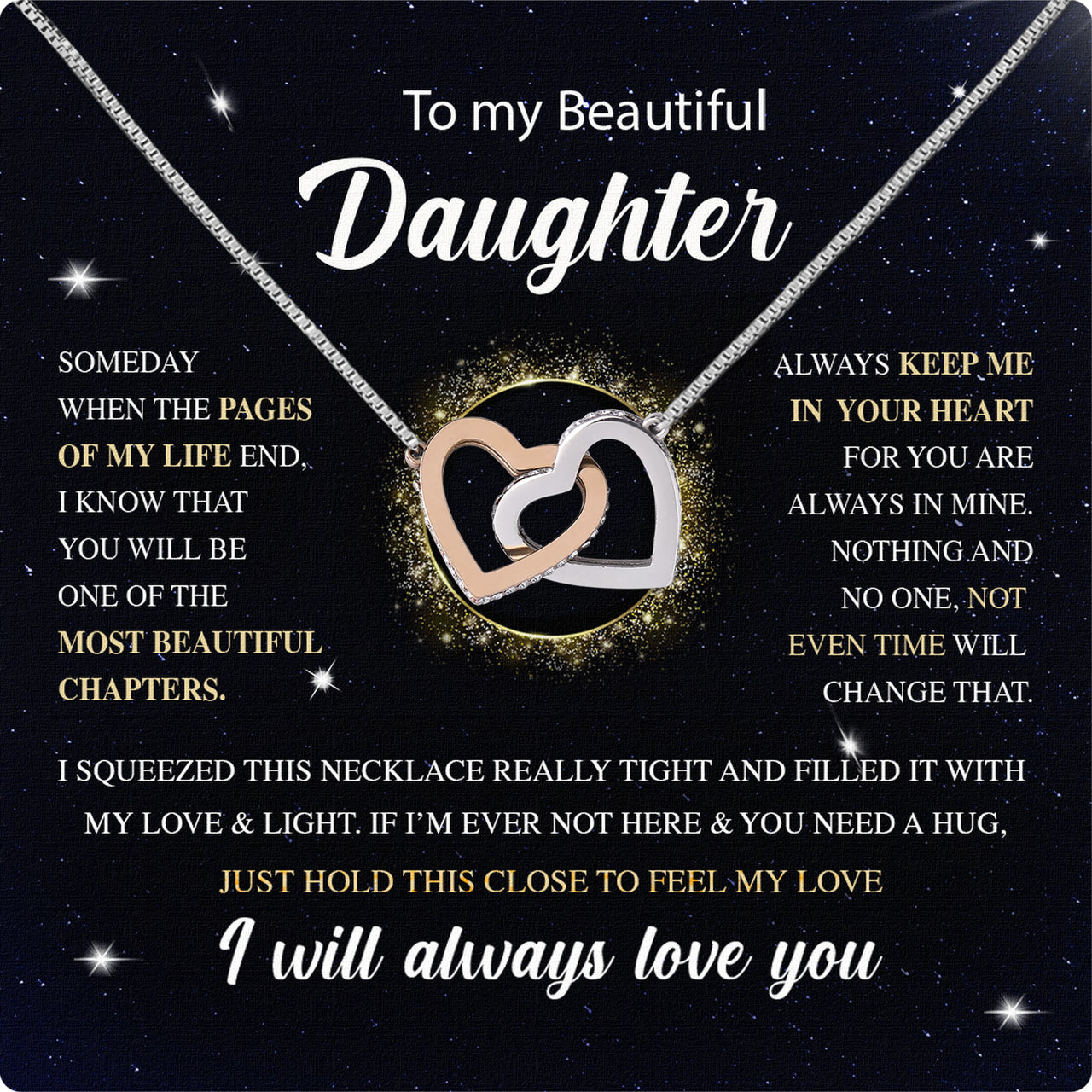 To My Daughter Necklace With Personalized Message Card