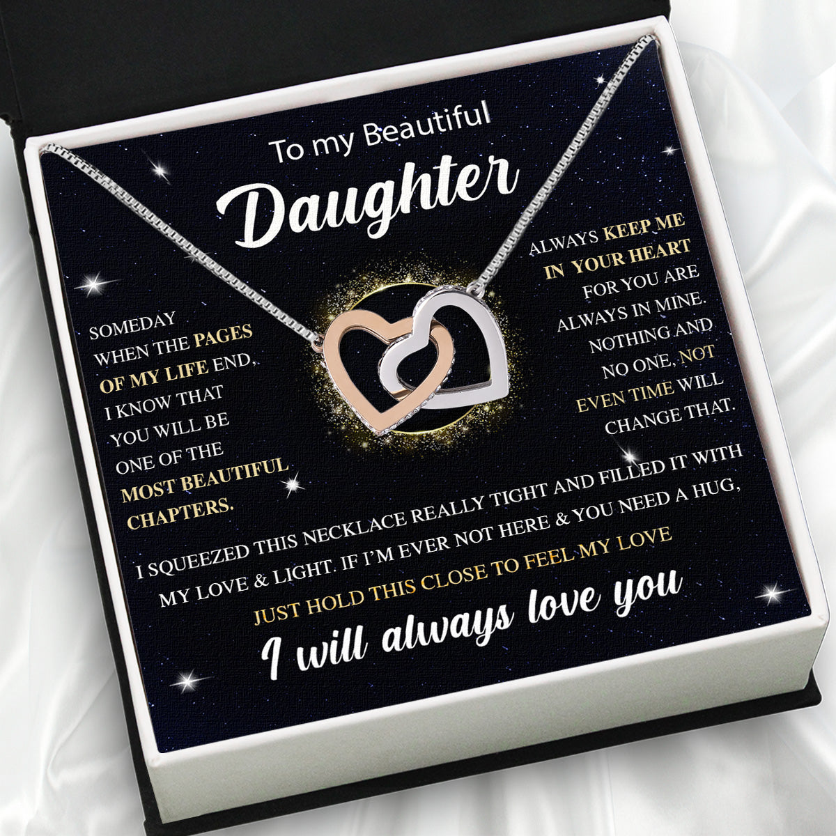 To My Daughter Necklace With Personalized Message Card