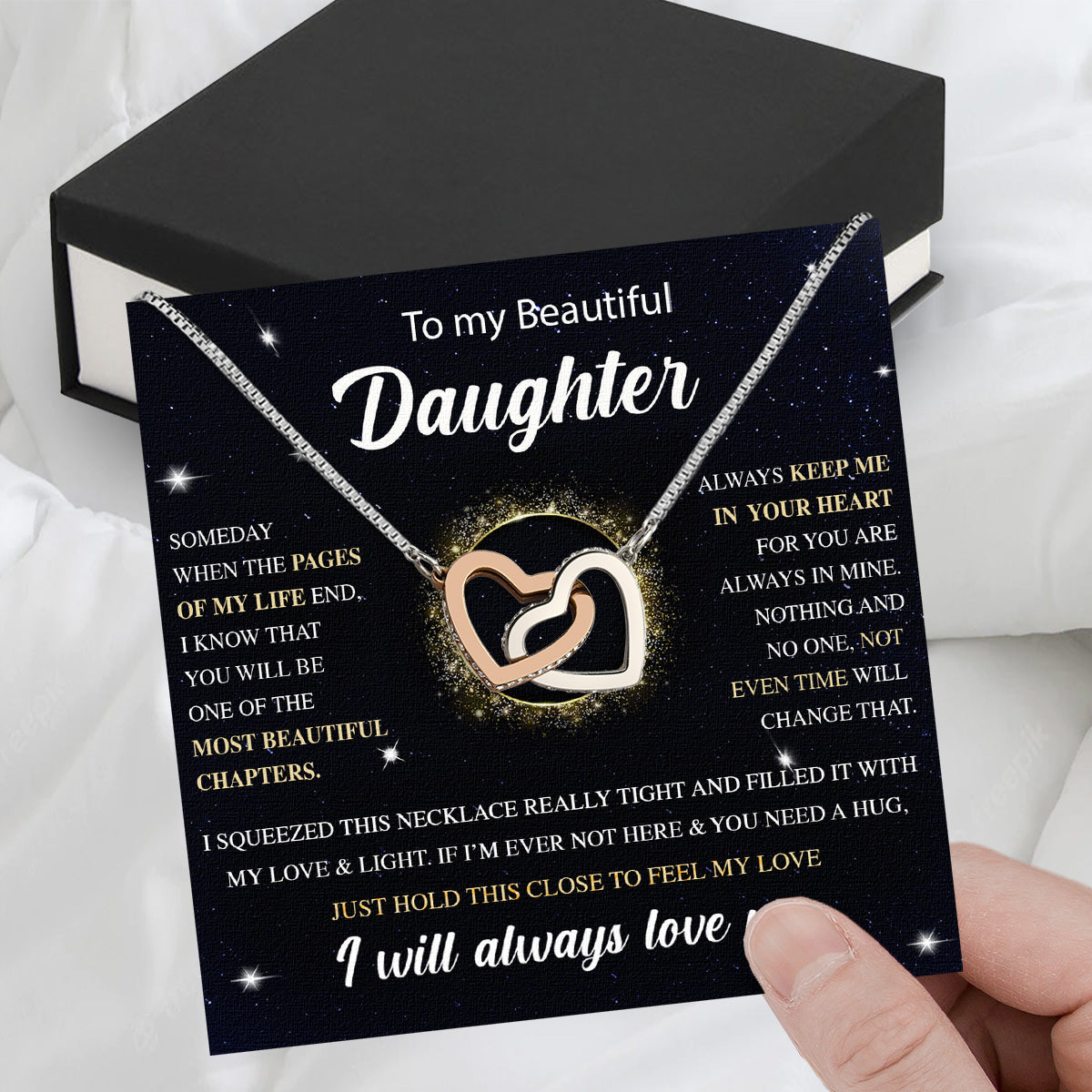 To My Daughter Necklace With Personalized Message Card