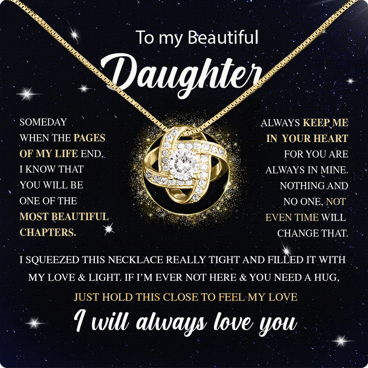 To My Daughter Necklace With Personalized Message Card