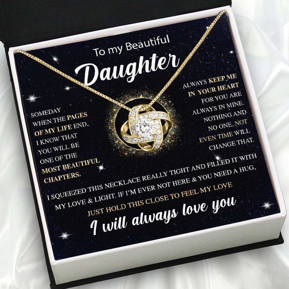 To My Daughter Necklace With Personalized Message Card