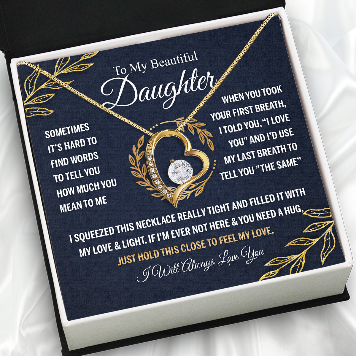 To My Daughter Necklace With Personalized Message Card