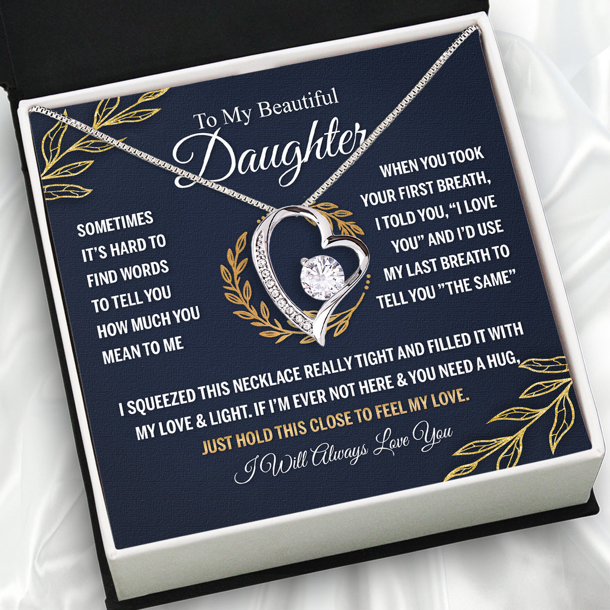 To My Daughter Necklace With Personalized Message Card