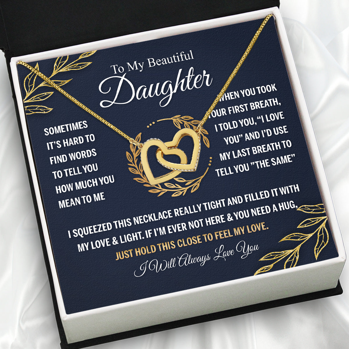 To My Daughter Necklace With Personalized Message Card