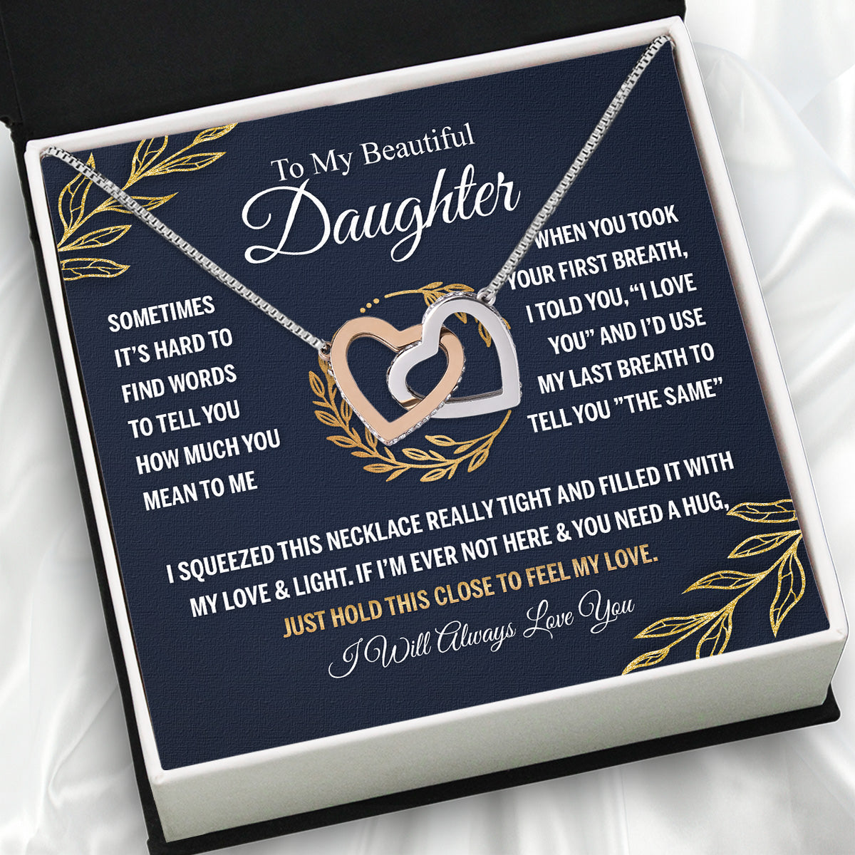 To My Daughter Necklace With Personalized Message Card