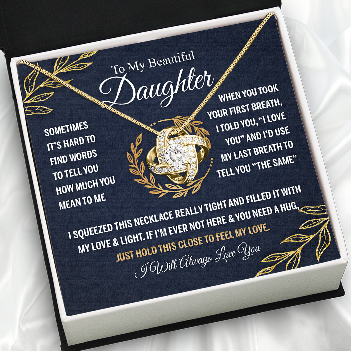 To My Daughter Necklace With Personalized Message Card