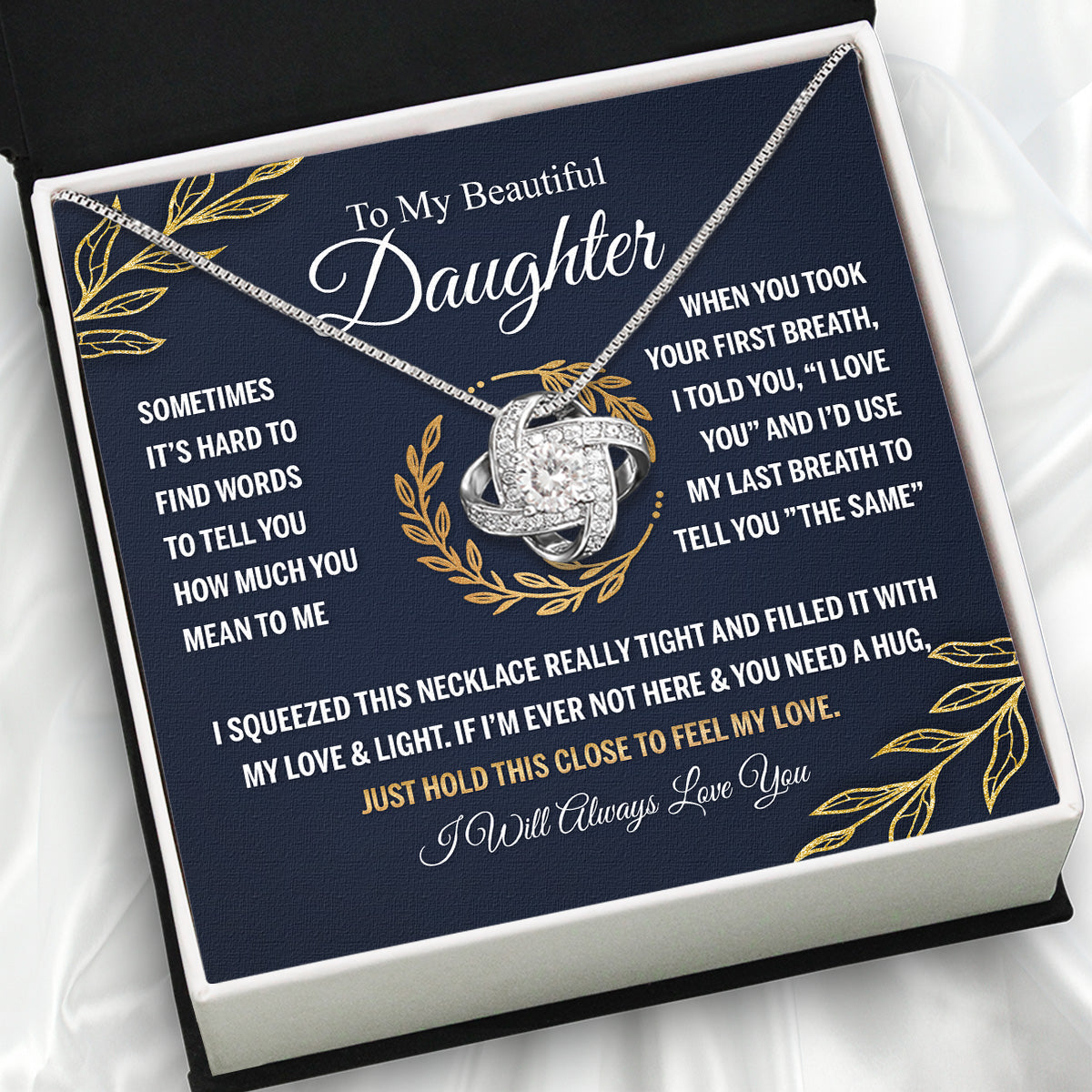 To My Daughter Necklace With Personalized Message Card