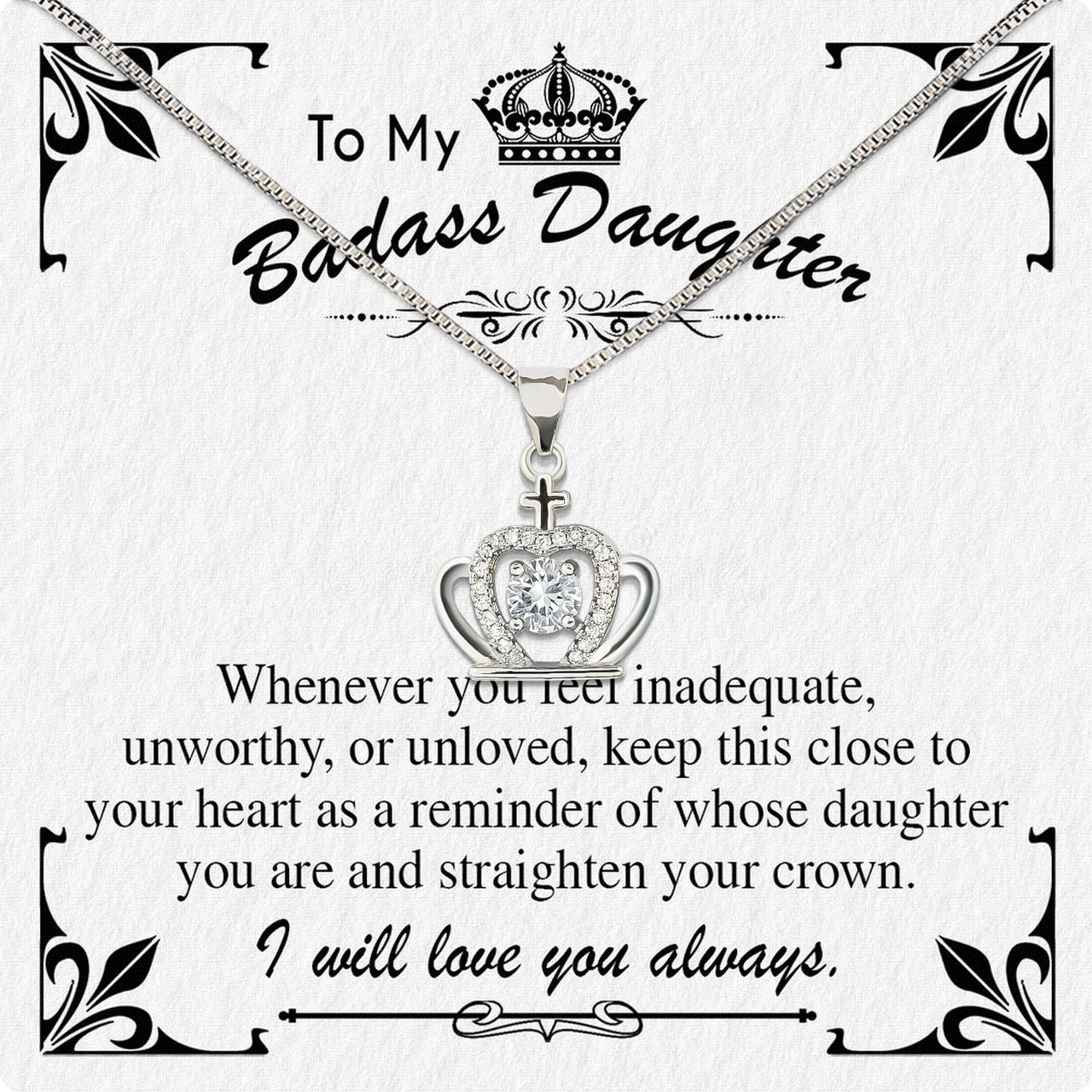 To My Daughter Necklace With Personalized Message Card