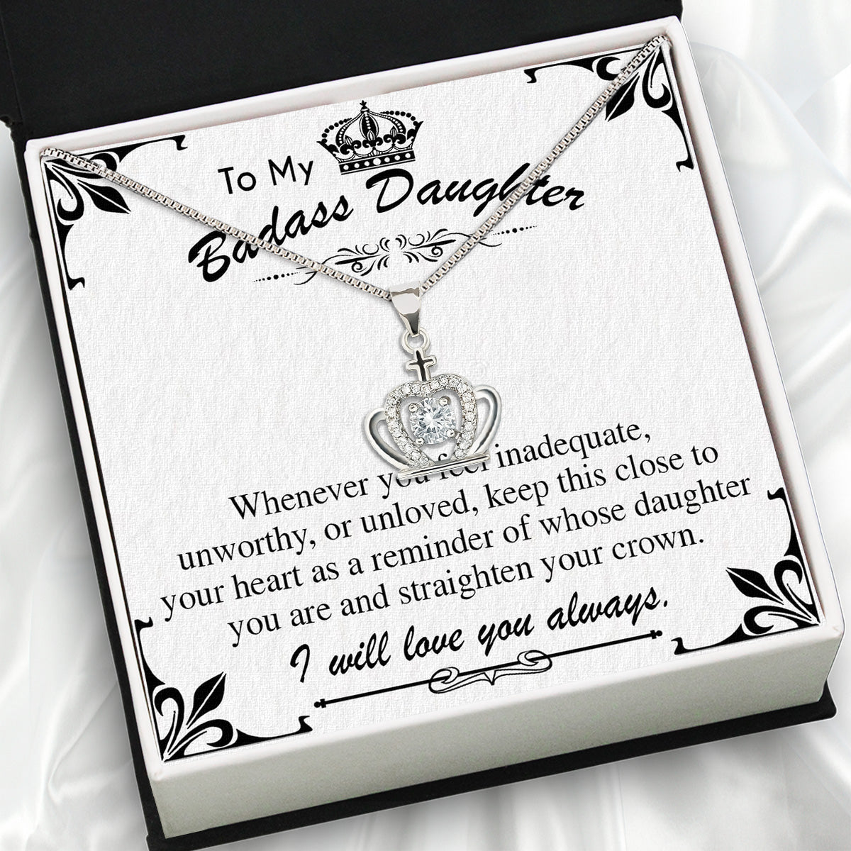 To My Daughter Necklace With Personalized Message Card