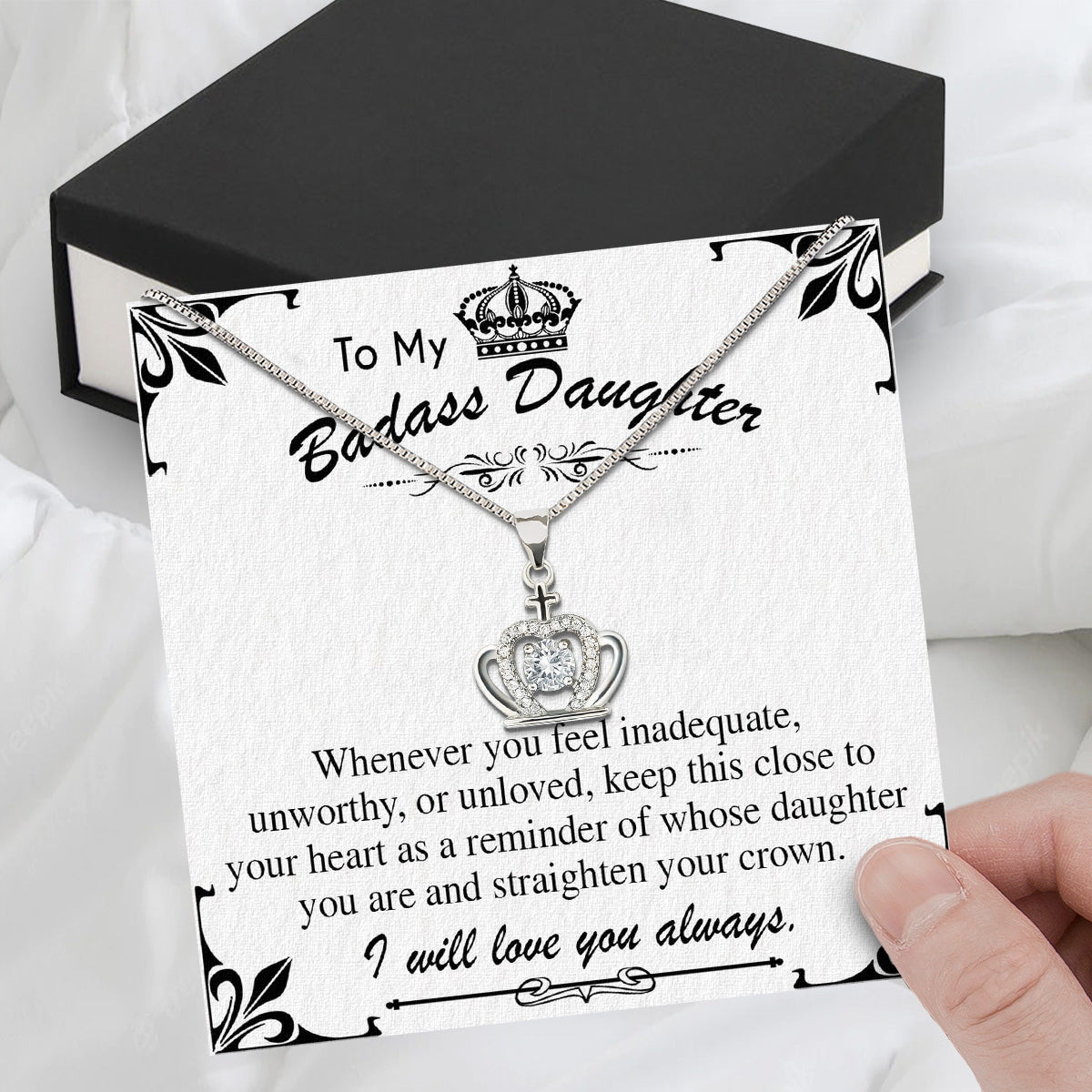 To My Daughter Necklace With Personalized Message Card