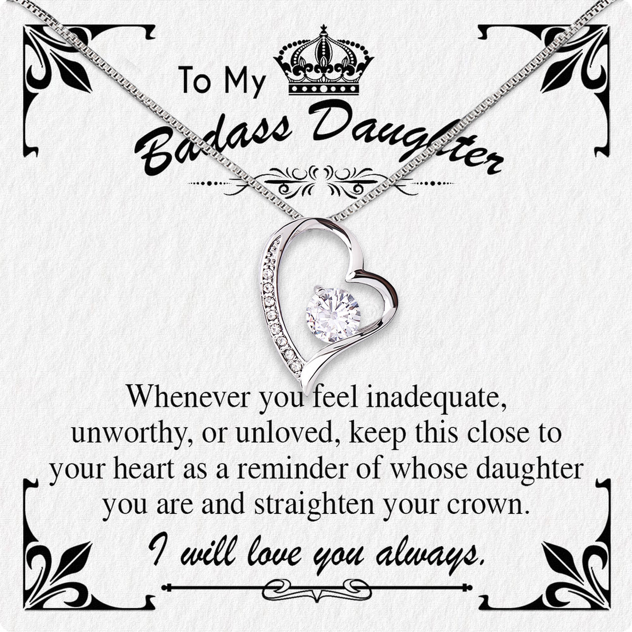 To My Daughter Necklace With Personalized Message Card