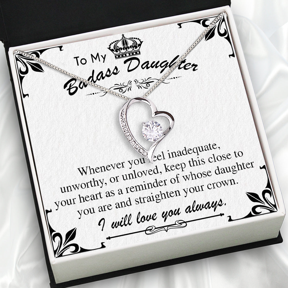 To My Daughter Necklace With Personalized Message Card