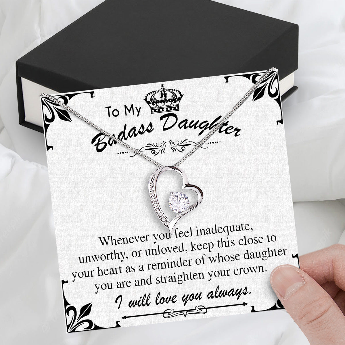 To My Daughter Necklace With Personalized Message Card