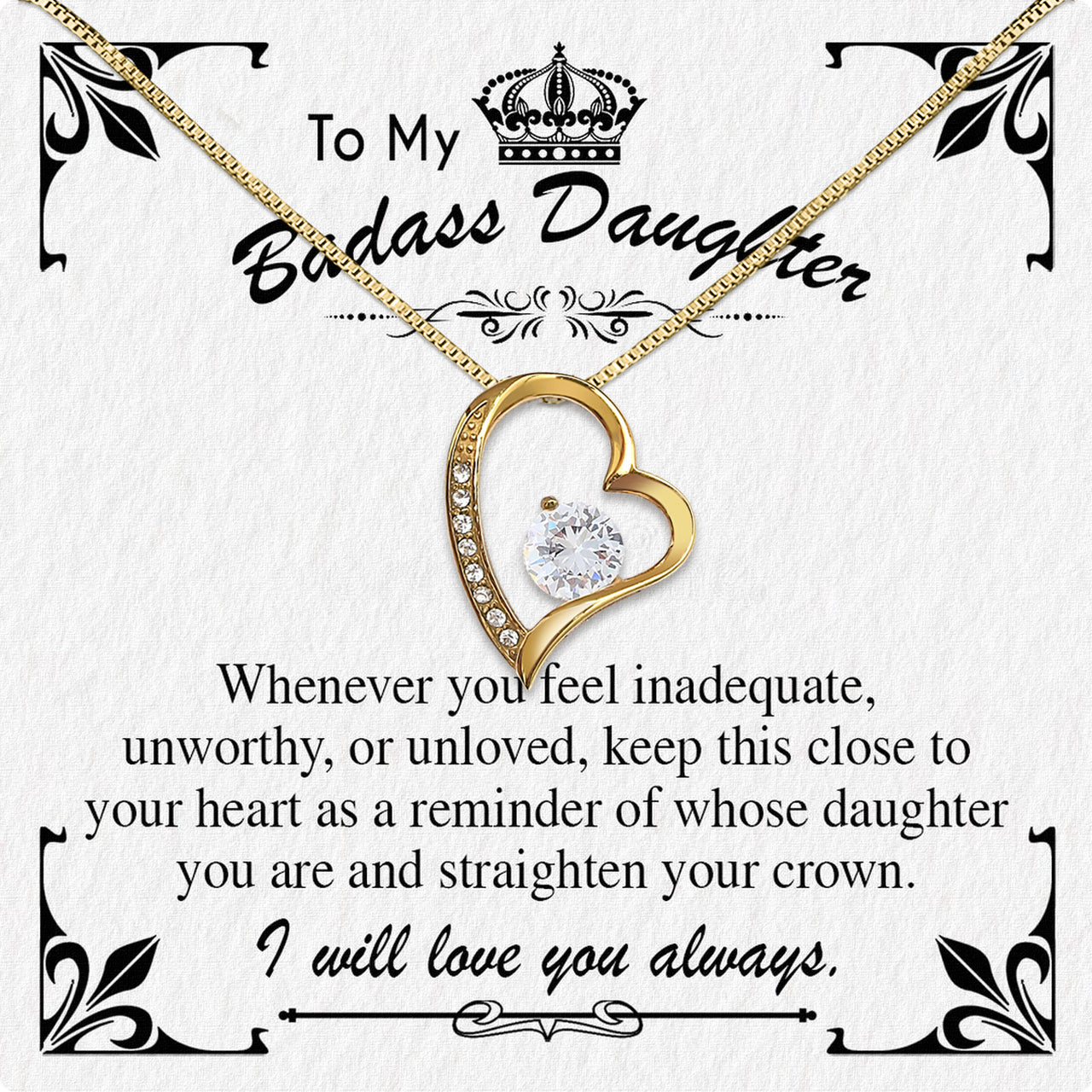 To My Daughter Necklace With Personalized Message Card