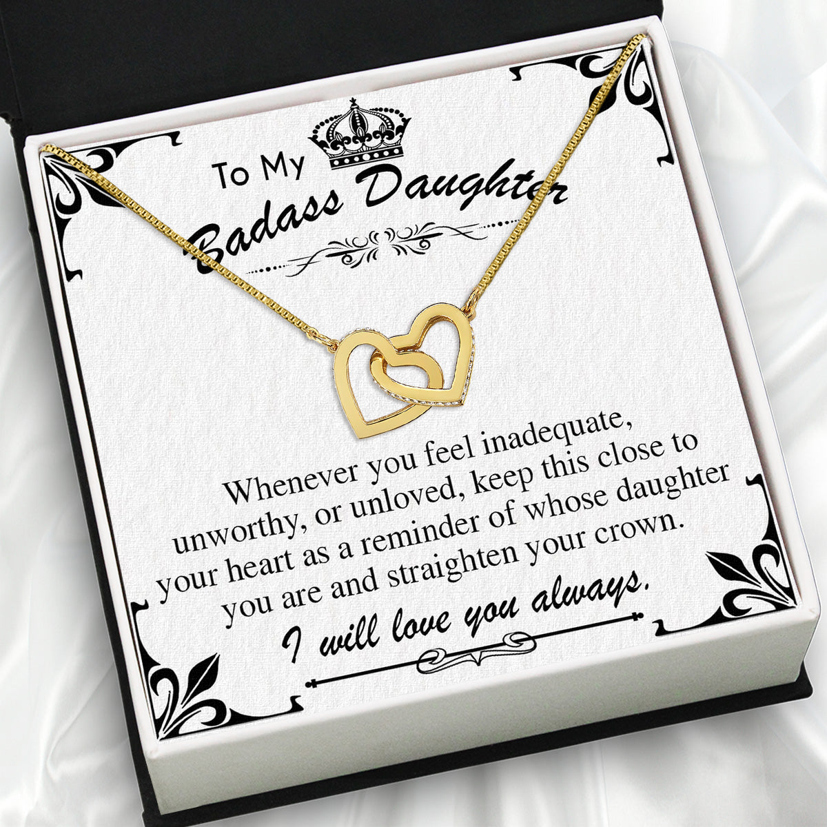 To My Daughter Necklace With Personalized Message Card