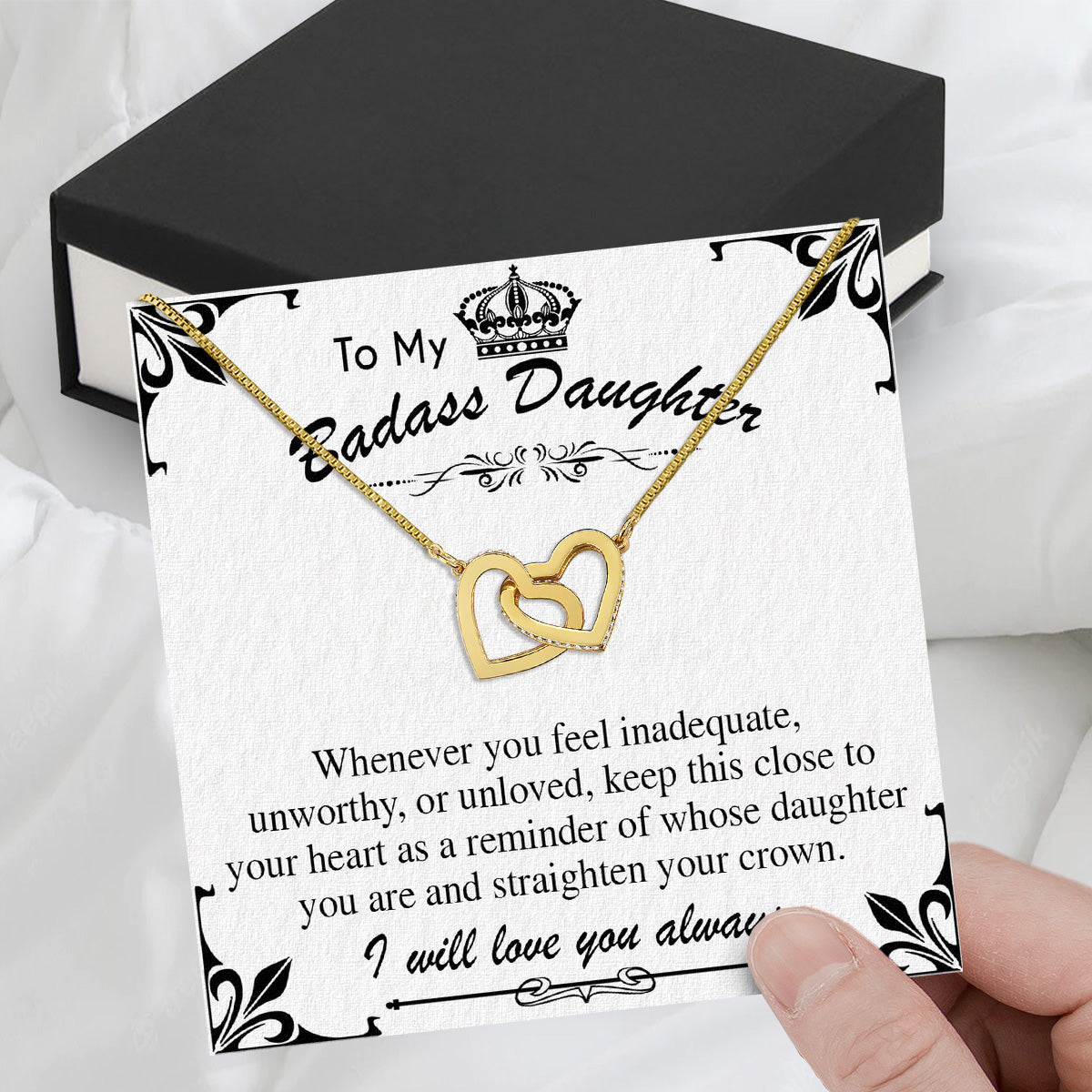 To My Daughter Necklace With Personalized Message Card