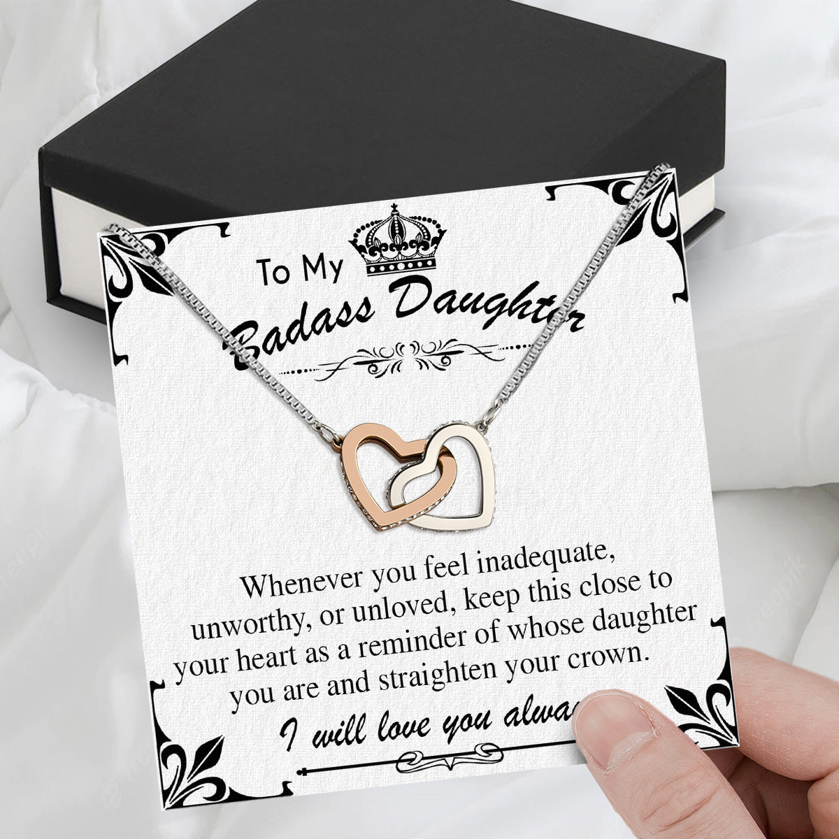 To My Daughter Necklace With Personalized Message Card