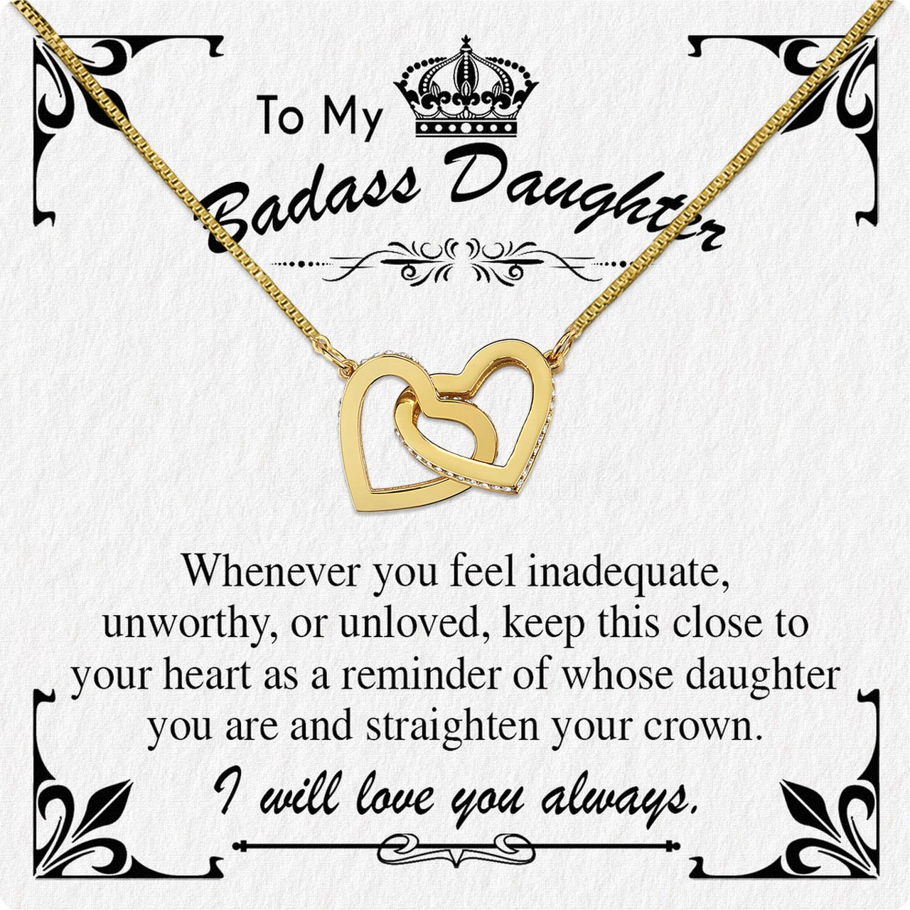 To My Daughter Necklace With Personalized Message Card