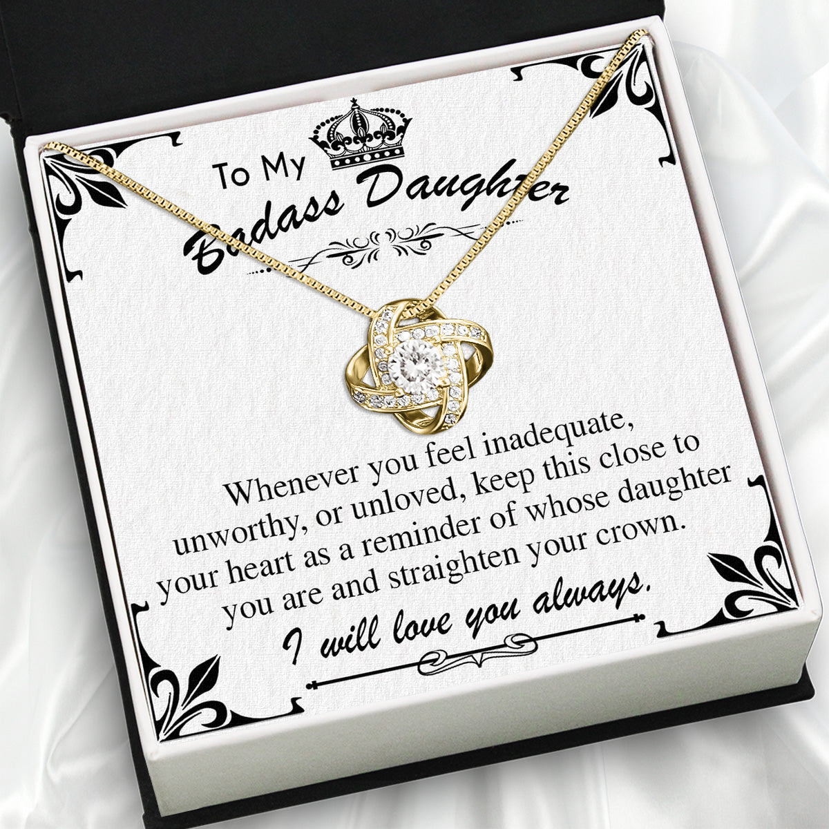 To My Daughter Necklace With Personalized Message Card