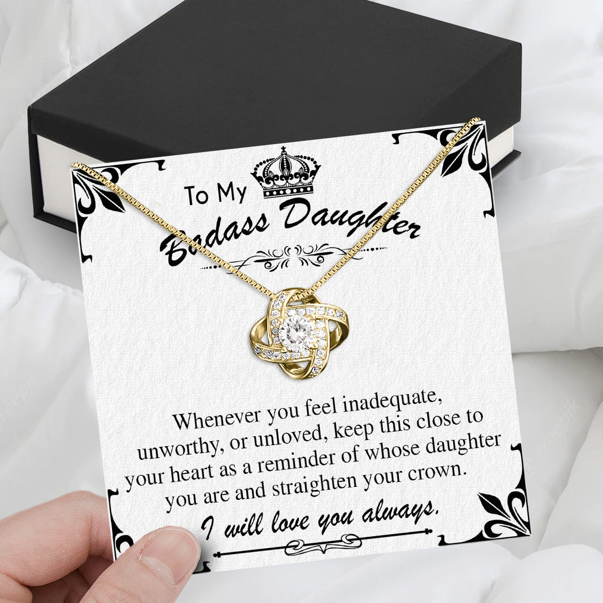 To My Daughter Necklace With Personalized Message Card