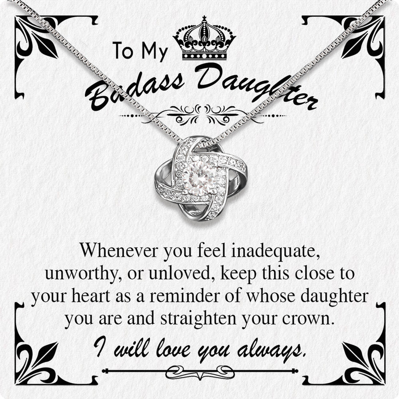 To My Daughter Necklace With Personalized Message Card