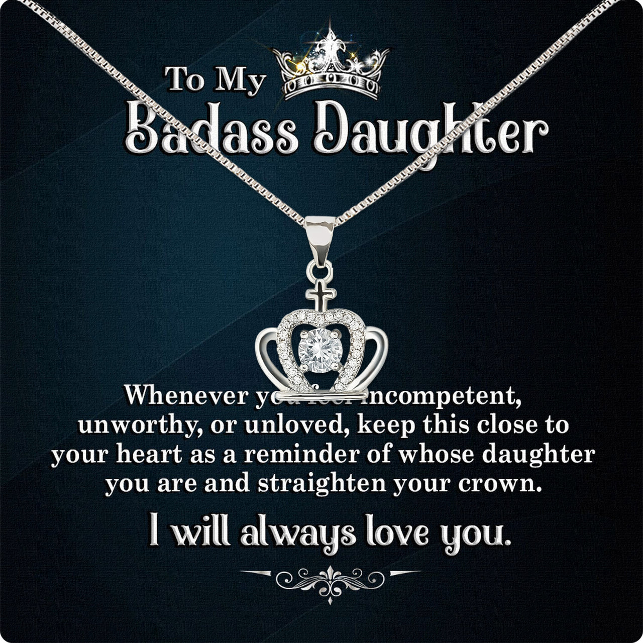 To My Daughter Necklace From Mom With Heartfelt Message Card, Jewelry For Daughter, Daughter Gift From Mom On Birthday, Wedding, Christmas, Graduation