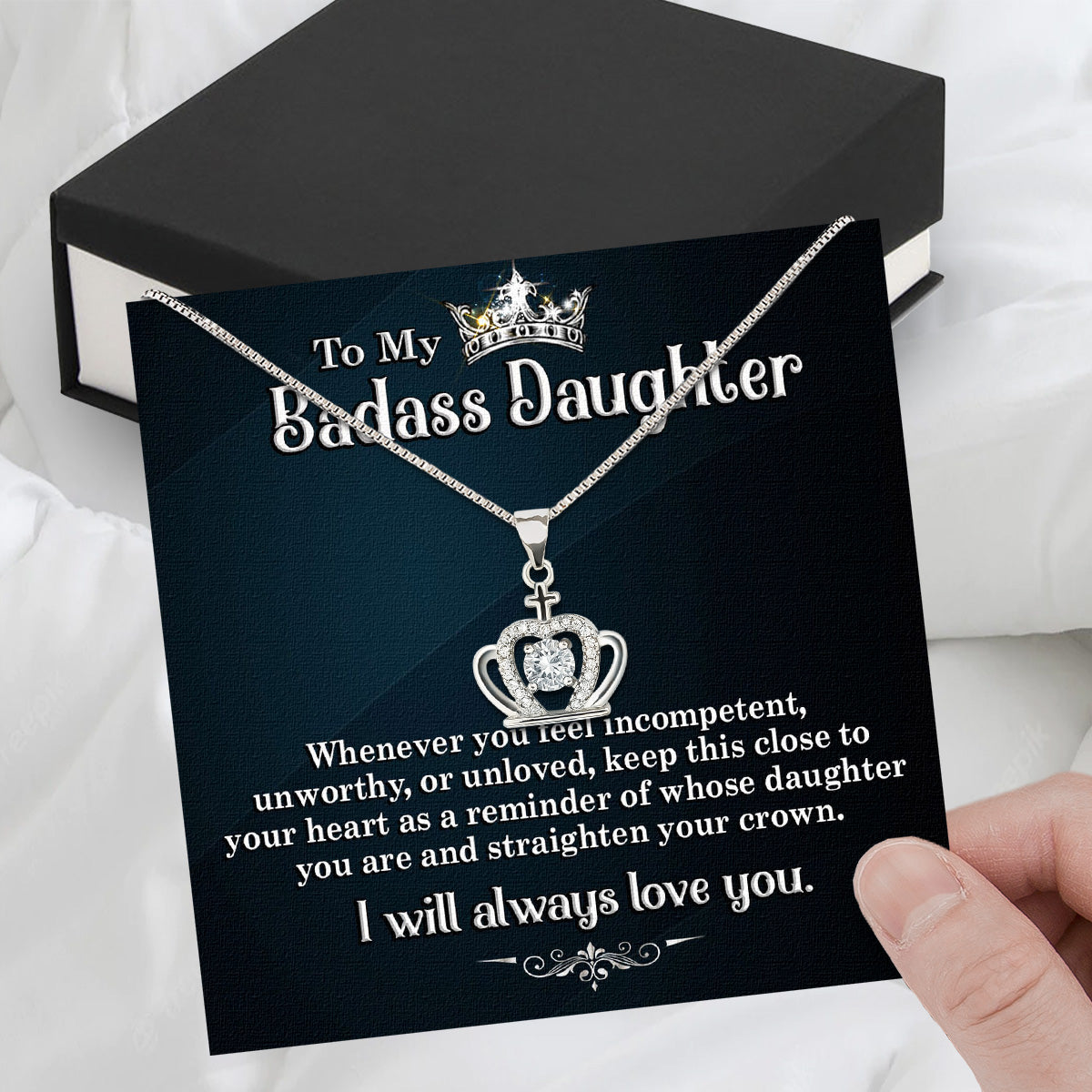 To My Daughter Necklace From Mom With Heartfelt Message Card, Jewelry For Daughter, Daughter Gift From Mom On Birthday, Wedding, Christmas, Graduation