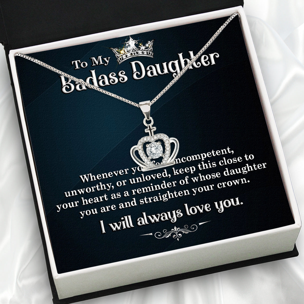 To My Daughter Necklace From Mom With Heartfelt Message Card, Jewelry For Daughter, Daughter Gift From Mom On Birthday, Wedding, Christmas, Graduation