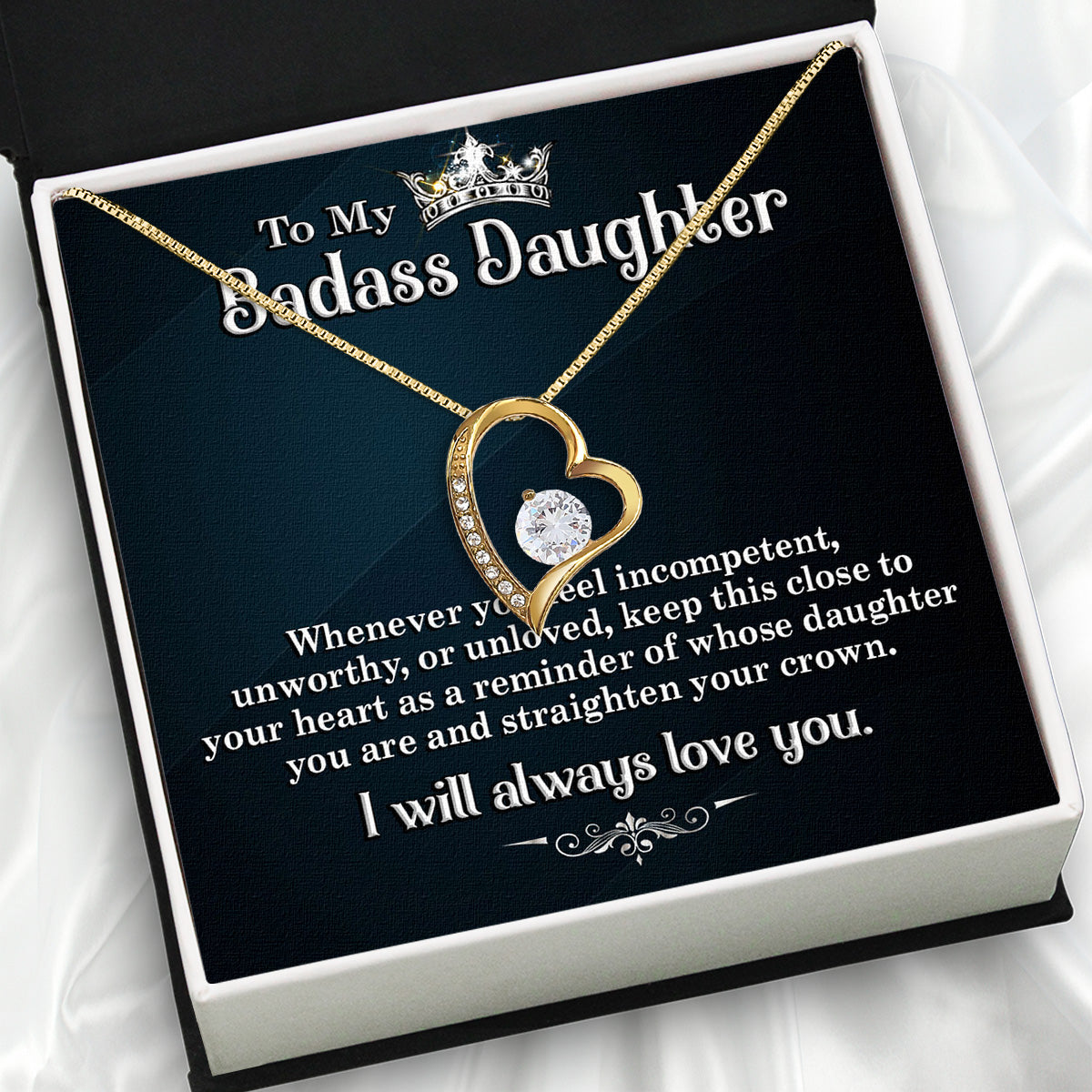 To My Daughter Necklace From Mom With Heartfelt Message Card, Jewelry For Daughter, Daughter Gift From Mom On Birthday, Wedding, Christmas, Graduation