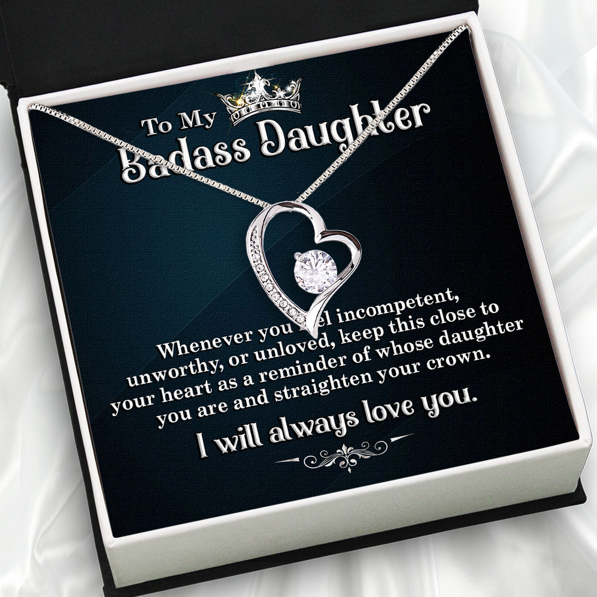 To My Daughter Necklace From Mom With Heartfelt Message Card, Jewelry For Daughter, Daughter Gift From Mom On Birthday, Wedding, Christmas, Graduation