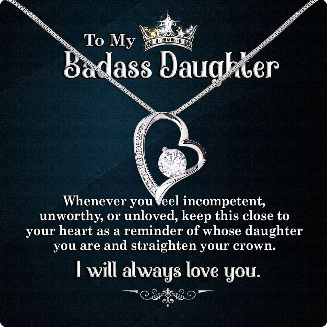 To My Daughter Necklace From Mom With Heartfelt Message Card, Jewelry For Daughter, Daughter Gift From Mom On Birthday, Wedding, Christmas, Graduation