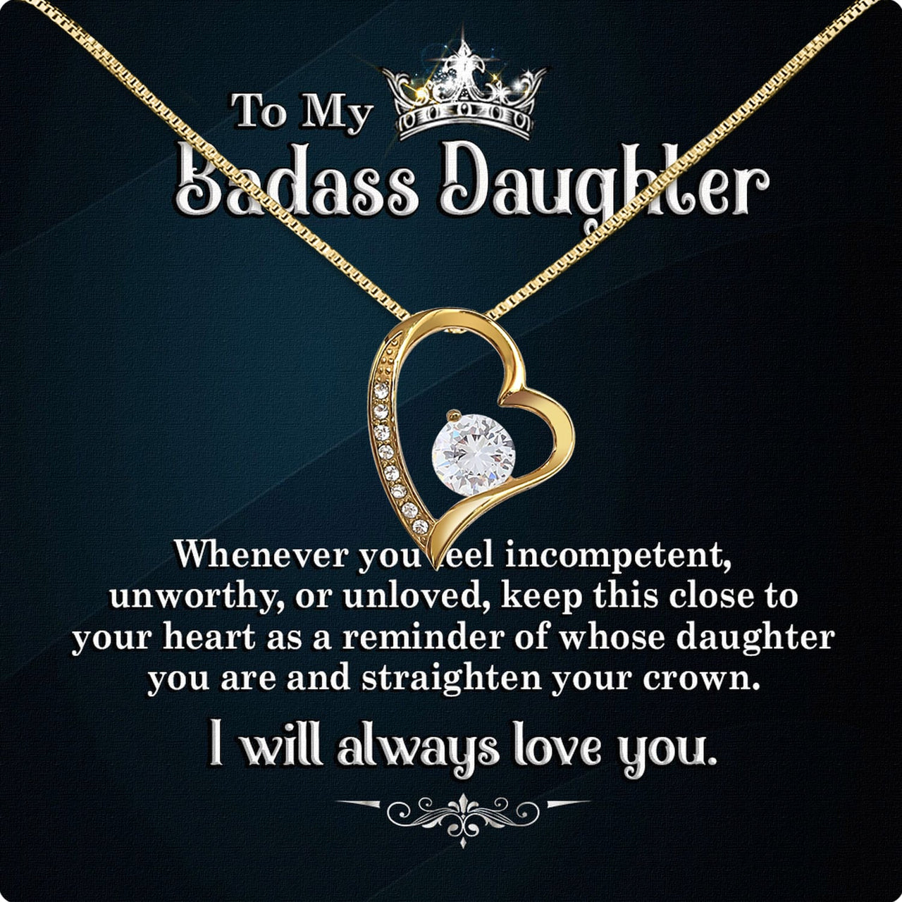 To My Daughter Necklace From Mom With Heartfelt Message Card, Jewelry For Daughter, Daughter Gift From Mom On Birthday, Wedding, Christmas, Graduation