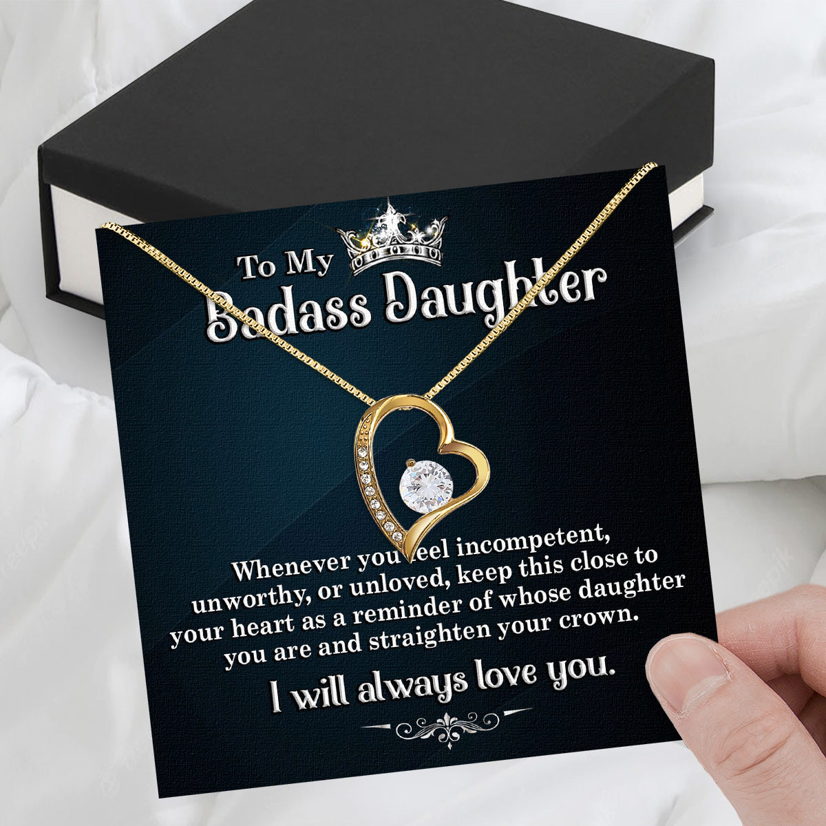 To My Daughter Necklace From Mom With Heartfelt Message Card, Jewelry For Daughter, Daughter Gift From Mom On Birthday, Wedding, Christmas, Graduation