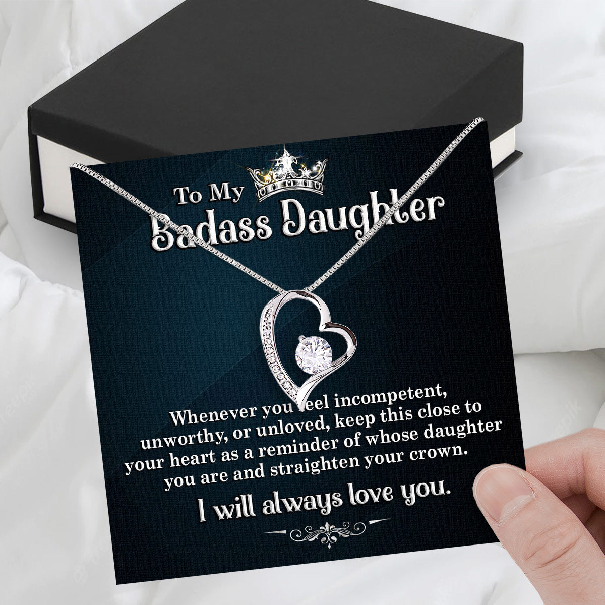 To My Daughter Necklace From Mom With Heartfelt Message Card, Jewelry For Daughter, Daughter Gift From Mom On Birthday, Wedding, Christmas, Graduation