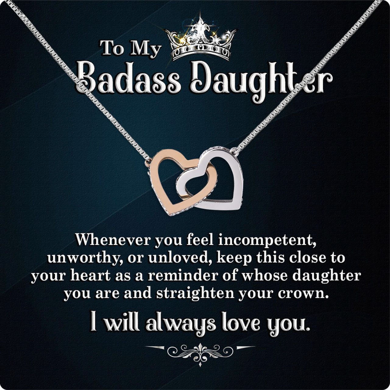 To My Daughter Necklace From Mom With Heartfelt Message Card, Jewelry For Daughter, Daughter Gift From Mom On Birthday, Wedding, Christmas, Graduation