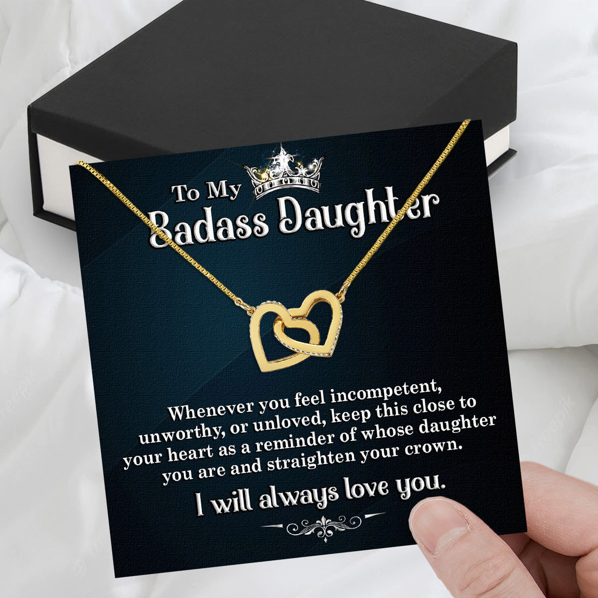 To My Daughter Necklace From Mom With Heartfelt Message Card, Jewelry For Daughter, Daughter Gift From Mom On Birthday, Wedding, Christmas, Graduation