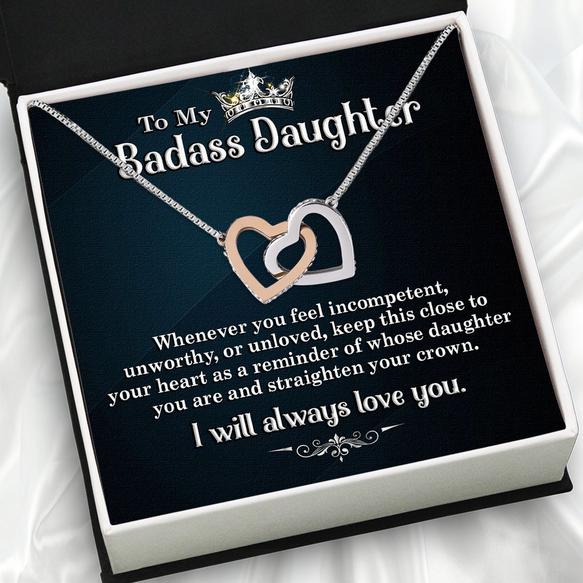 To My Daughter Necklace From Mom With Heartfelt Message Card, Jewelry For Daughter, Daughter Gift From Mom On Birthday, Wedding, Christmas, Graduation