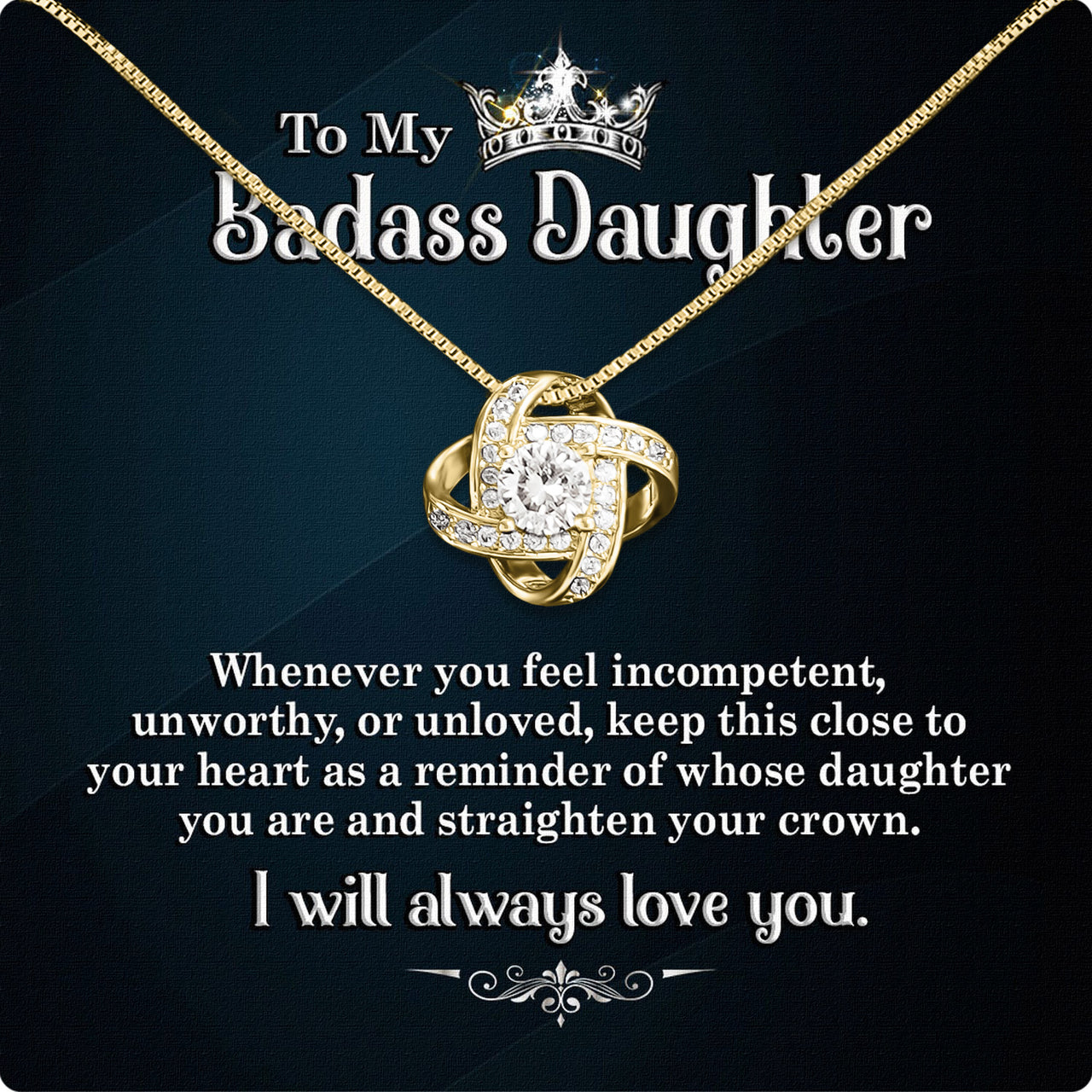 To My Daughter Necklace From Mom With Heartfelt Message Card, Jewelry For Daughter, Daughter Gift From Mom On Birthday, Wedding, Christmas, Graduation