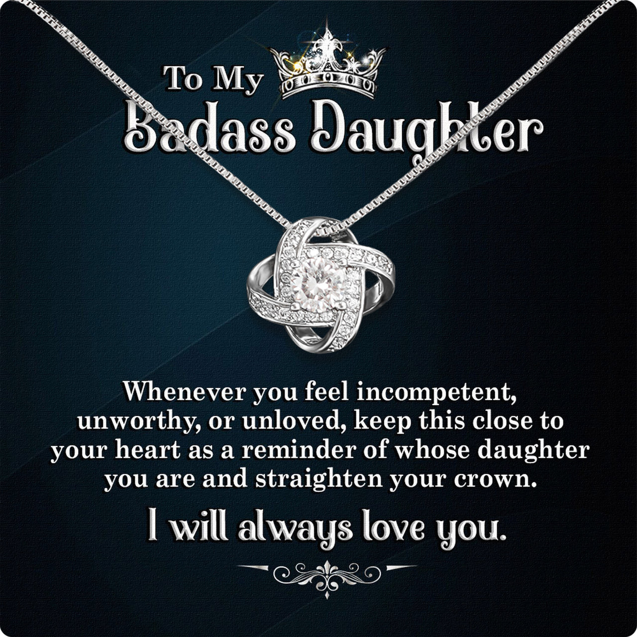 To My Daughter Necklace From Mom With Heartfelt Message Card, Jewelry For Daughter, Daughter Gift From Mom On Birthday, Wedding, Christmas, Graduation