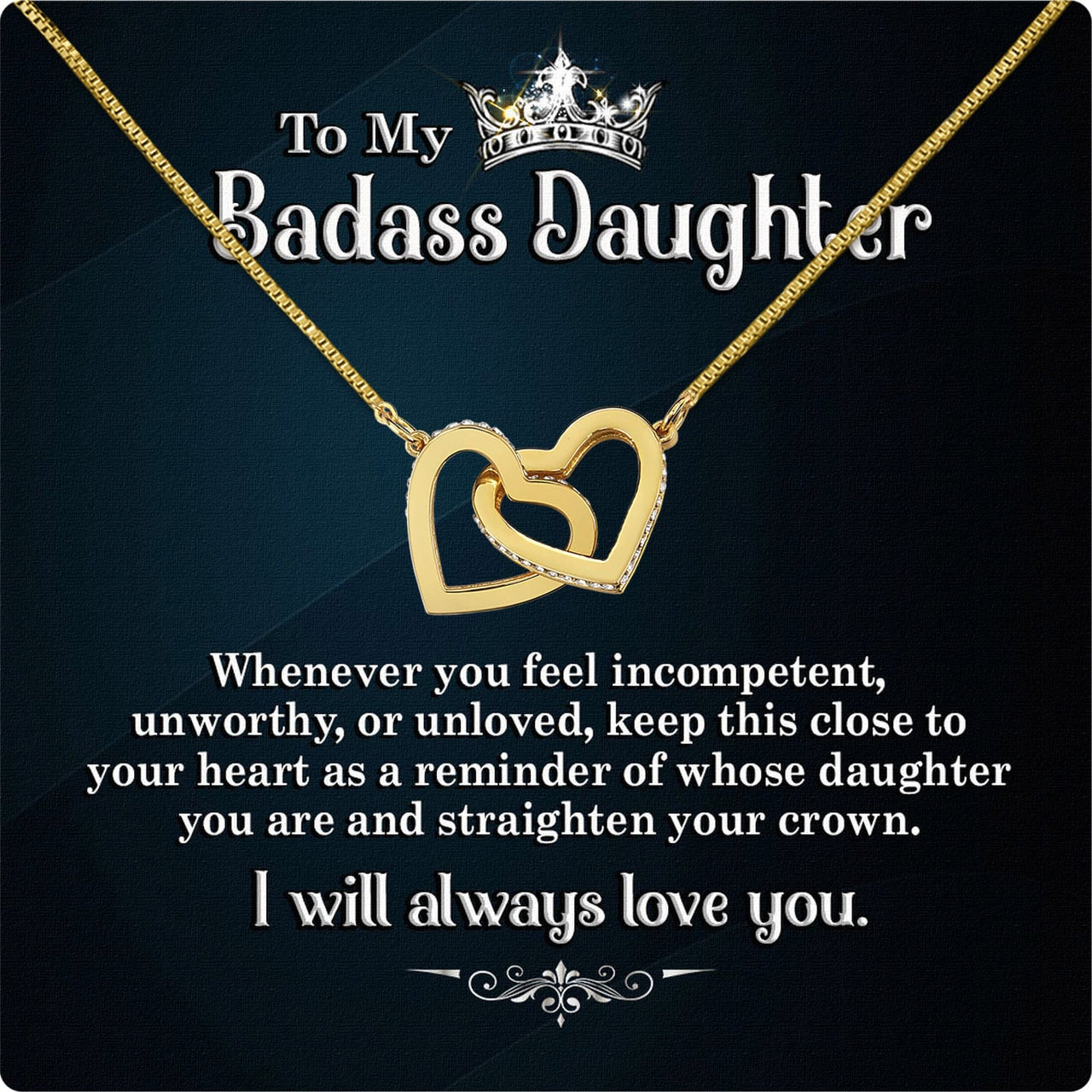 To My Daughter Necklace From Mom With Heartfelt Message Card, Jewelry For Daughter, Daughter Gift From Mom On Birthday, Wedding, Christmas, Graduation