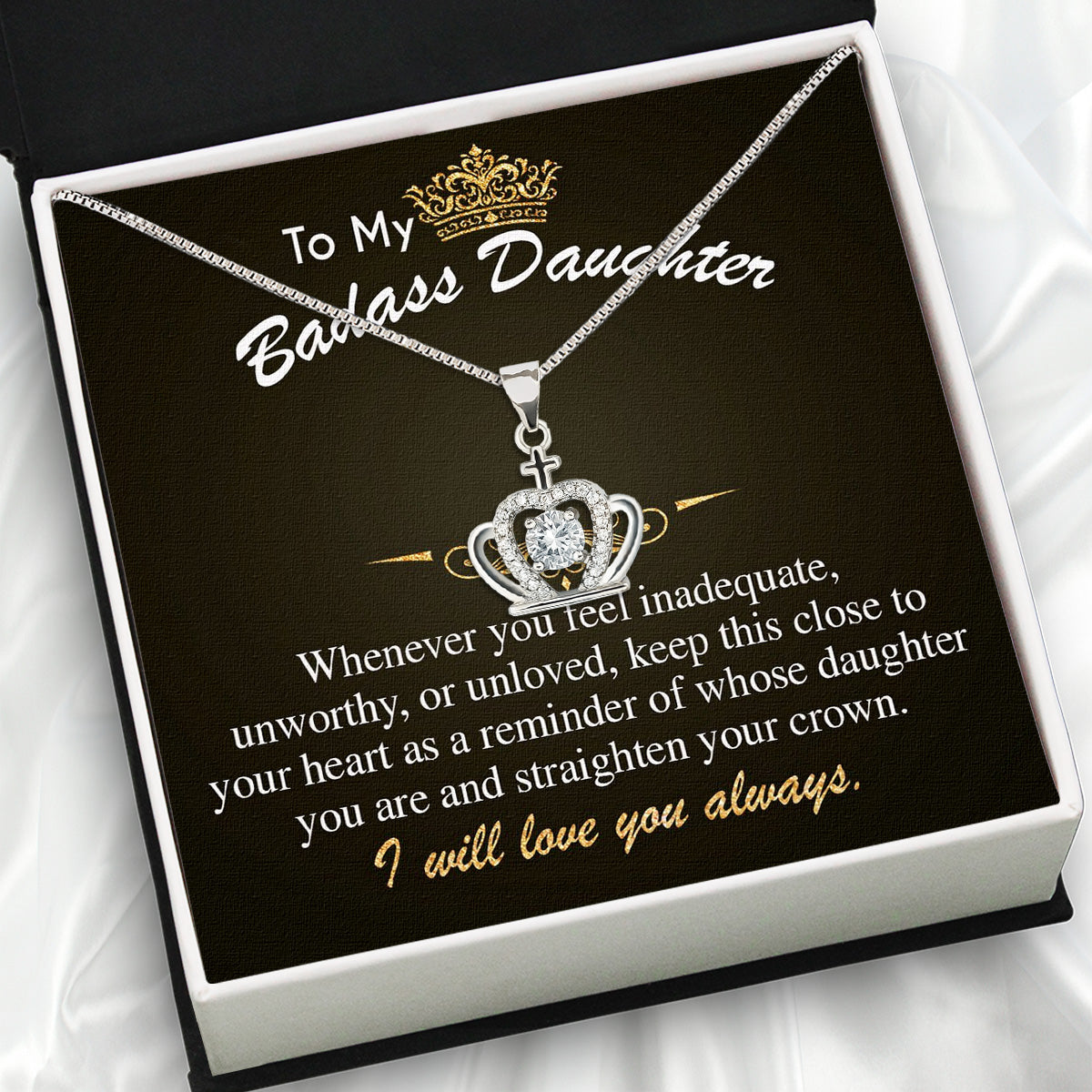 To My Daughter Necklace With Personalized Message Card