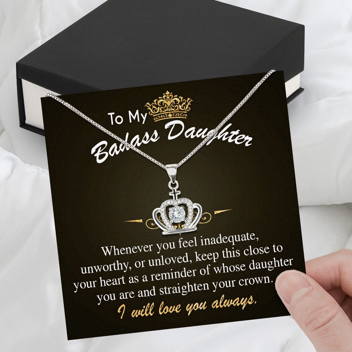 To My Daughter Necklace With Personalized Message Card