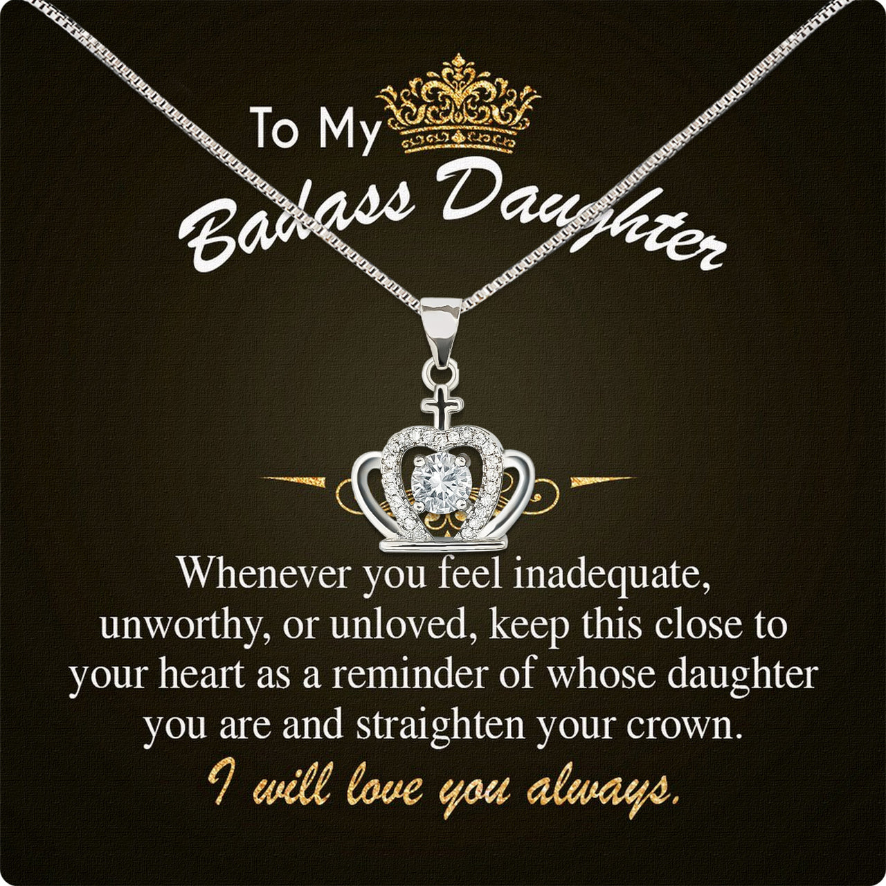 To My Daughter Necklace With Personalized Message Card