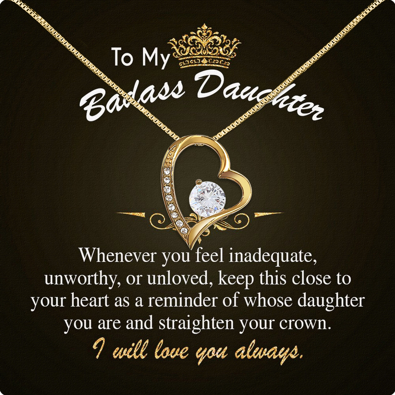 To My Daughter Necklace With Personalized Message Card