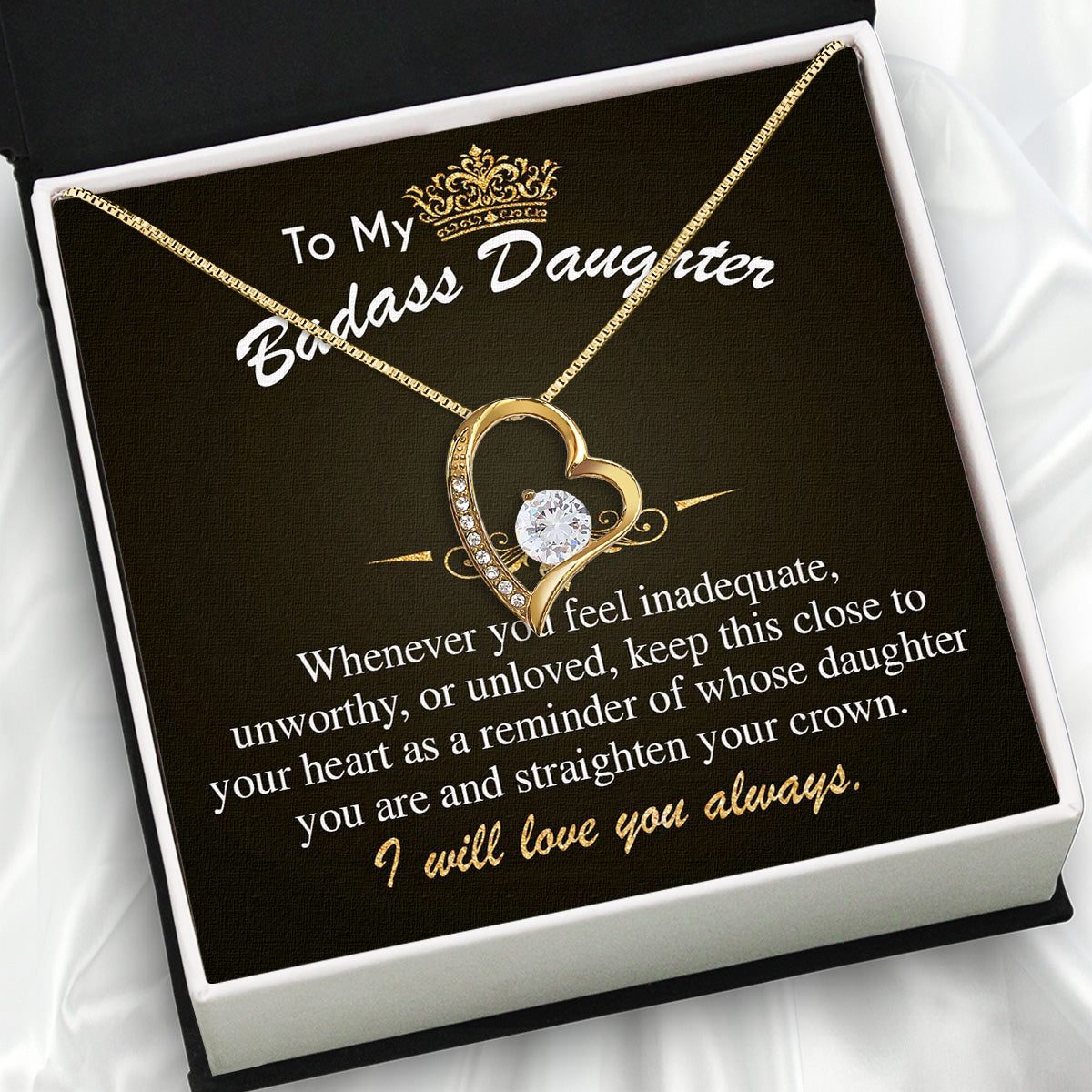 To My Daughter Necklace With Personalized Message Card