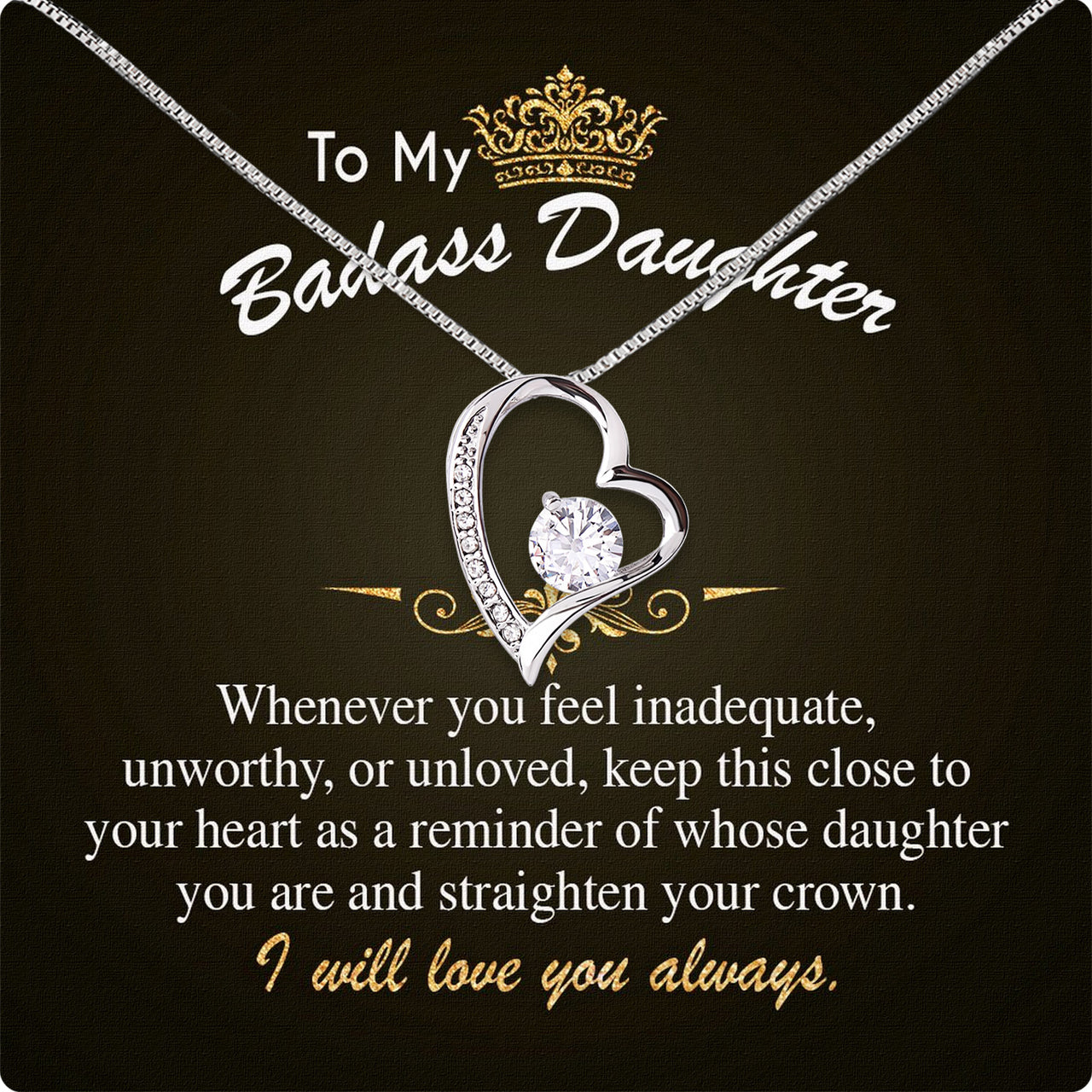 To My Daughter Necklace With Personalized Message Card